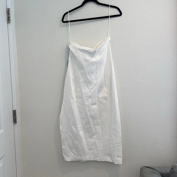 NWT BHLDN - Strapless Side-Bow Asymmetrical Midi Dress - White and Blue - Size M - Picture 4 of 9